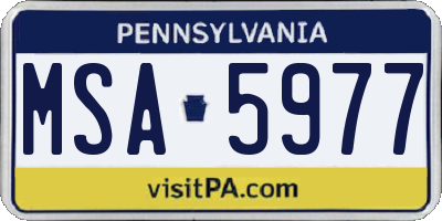 PA license plate MSA5977