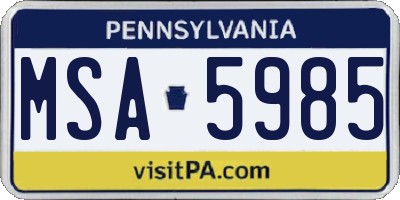 PA license plate MSA5985