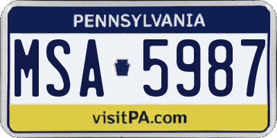 PA license plate MSA5987