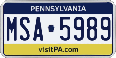 PA license plate MSA5989