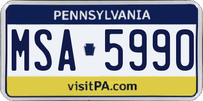 PA license plate MSA5990
