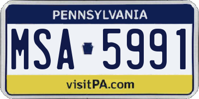 PA license plate MSA5991