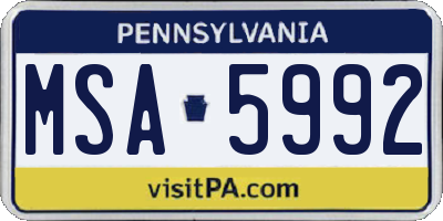 PA license plate MSA5992