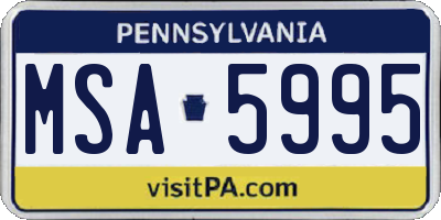 PA license plate MSA5995