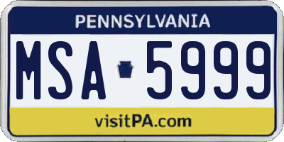 PA license plate MSA5999