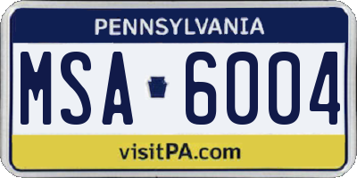 PA license plate MSA6004