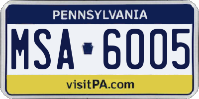 PA license plate MSA6005