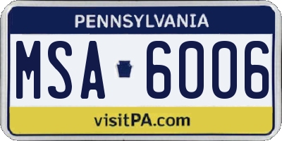 PA license plate MSA6006