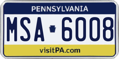 PA license plate MSA6008