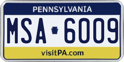 PA license plate MSA6009