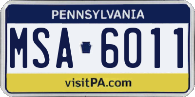 PA license plate MSA6011