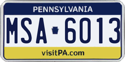 PA license plate MSA6013