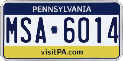 PA license plate MSA6014