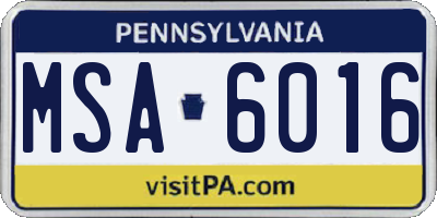 PA license plate MSA6016