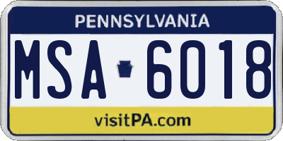 PA license plate MSA6018