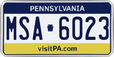 PA license plate MSA6023
