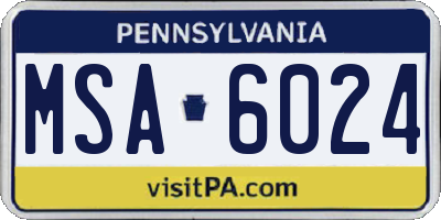 PA license plate MSA6024