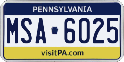 PA license plate MSA6025