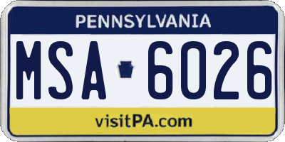 PA license plate MSA6026