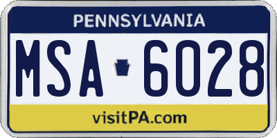 PA license plate MSA6028