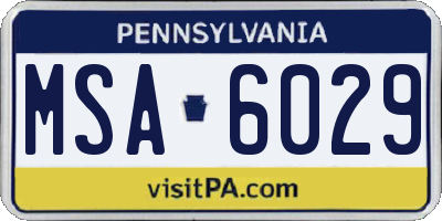 PA license plate MSA6029