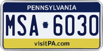 PA license plate MSA6030