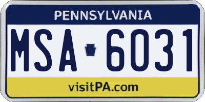 PA license plate MSA6031