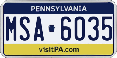 PA license plate MSA6035