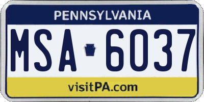 PA license plate MSA6037