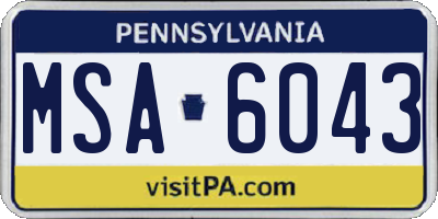 PA license plate MSA6043