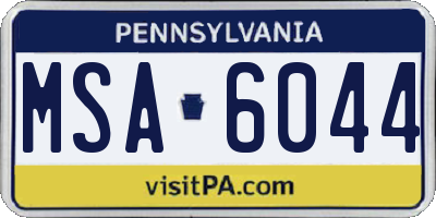 PA license plate MSA6044