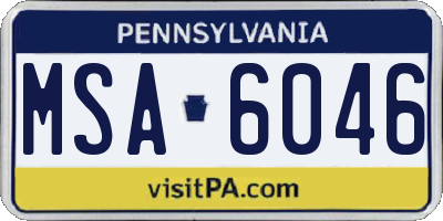 PA license plate MSA6046