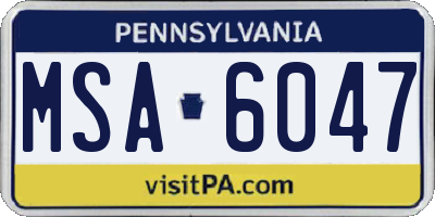 PA license plate MSA6047