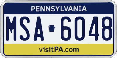 PA license plate MSA6048