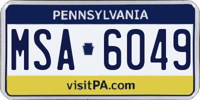 PA license plate MSA6049