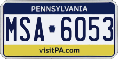 PA license plate MSA6053