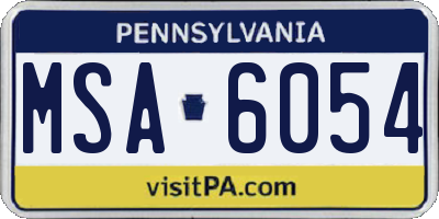 PA license plate MSA6054