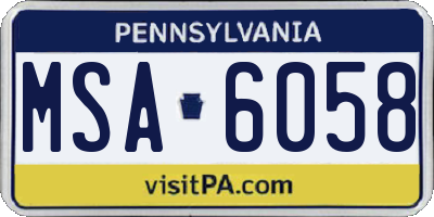 PA license plate MSA6058