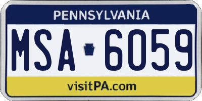 PA license plate MSA6059