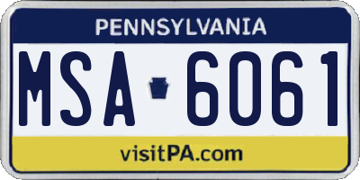 PA license plate MSA6061