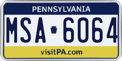 PA license plate MSA6064