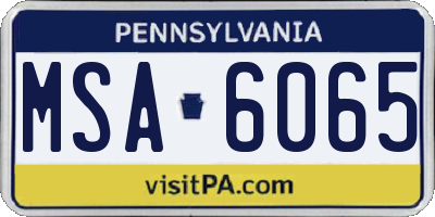 PA license plate MSA6065