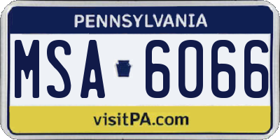 PA license plate MSA6066