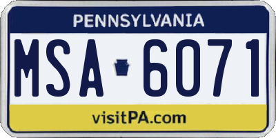 PA license plate MSA6071