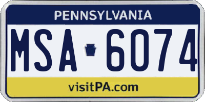 PA license plate MSA6074