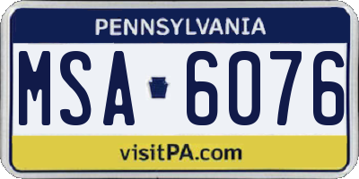 PA license plate MSA6076