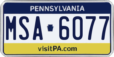 PA license plate MSA6077