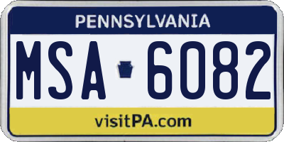 PA license plate MSA6082