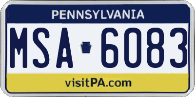 PA license plate MSA6083