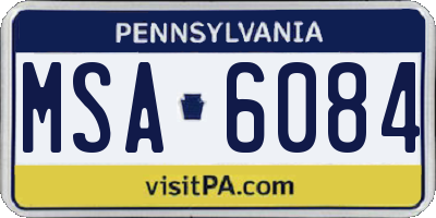 PA license plate MSA6084